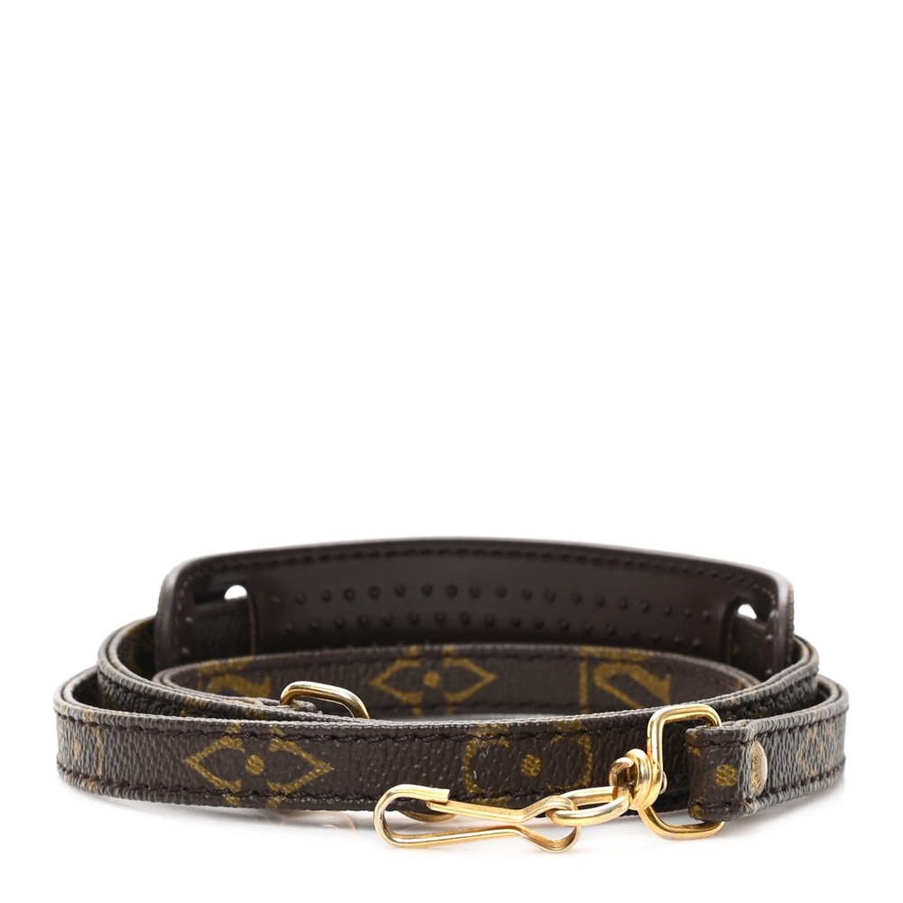 Authenticated Louis Vuitton LV Monogram Leather Strap Crossbody Speedy Nano Mini - Picture 3 of 11